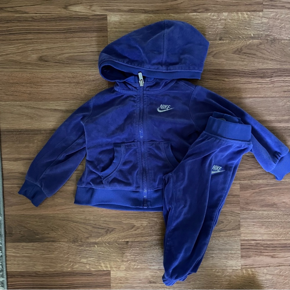Purple Nike velour zip lounge set shirt and pants bundle
